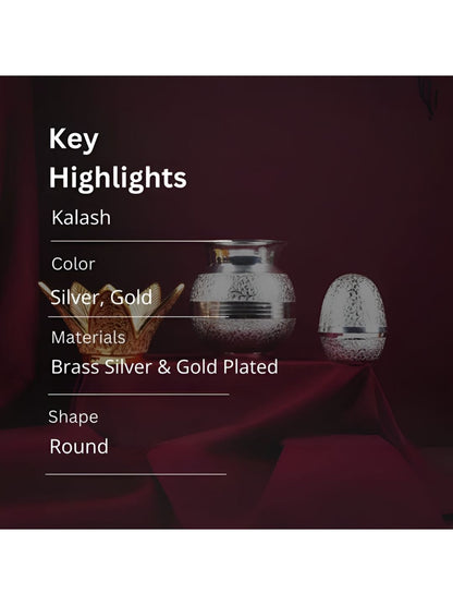 Image 4 of THE HOME CO. Silver-Toned & Gold-Toned Textured Brass Kalash
