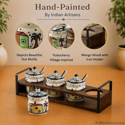 Image 3 of ExclusiveLane The Hut Ceramic Pickle Jars Set of 4 280 ml