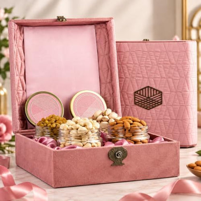 Image 1 of Default Title for the product Brown tree Dry Fruits Gift Hamper Pink Fancy-4P (700g)