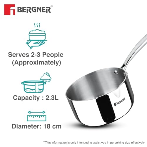 Image 5 of BERGNER Bergner Argent Triply Milkpan/Saucepan/Teapan 18cm 2.3 L