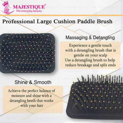 Image 3 of Majestique Crown Series Paddle Brush with A Large Cushion HR152, Smoothing Detangling