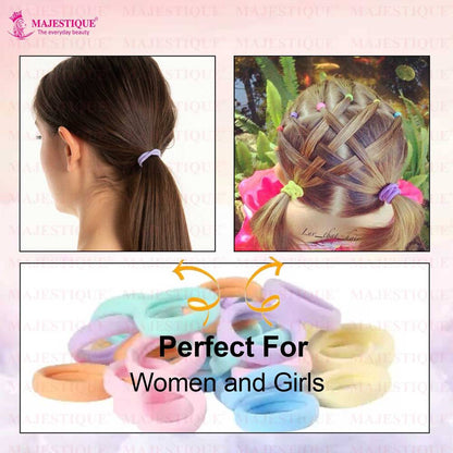 Image 5 of Majestique Cotton Stretchable Hair Ties Ponytail Holder Rubber Band - 20 Pcs