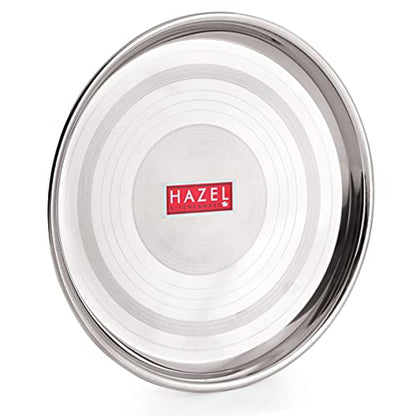 Image 5 of HAZEL Stainless Steel Plate Set for Dinner Lunch, Set of 12, 28.5 cm, Medium