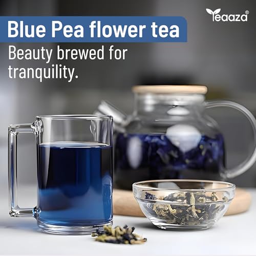 Image 2 of TEAAZA Blue butterfly Pea Flower tea For Weight loss,belly fat,skin & acne|Caffeine Free Herbal Tea|100% Organic Blue Pea Tea|Plant Based|ANTIOXIDANT RICH|10 Grams|20 Cups|Non - GmO - Vegan