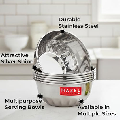 Image 5 of HAZEL Stainless Steel Bowl Set 300 ml Each Set of 6