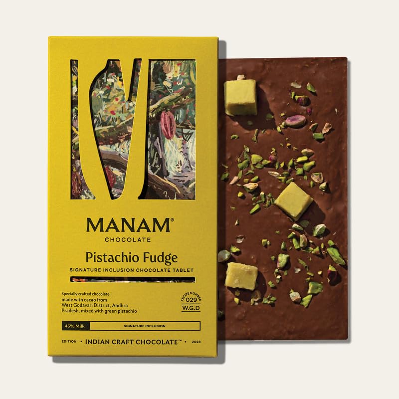 Image 1 of Default Title for the product Manam Chocolate Signature Inclusion Tablet - Pistachio Fudge, 45% Milk - 80g