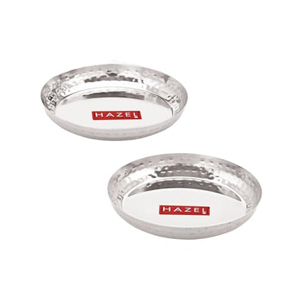 Image 5 of HAZEL Stainless Steel Nashta Plate 15.5 cm, Set of 2