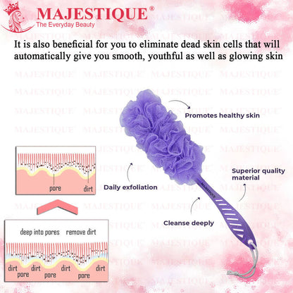 Image 5 of Majestique Long Handle Bath Loofah (Colour May Vary)