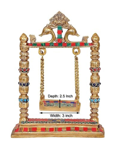 Image 6 of AONA Brass Swing Jhula for Ladoo Gopal Idol Statue