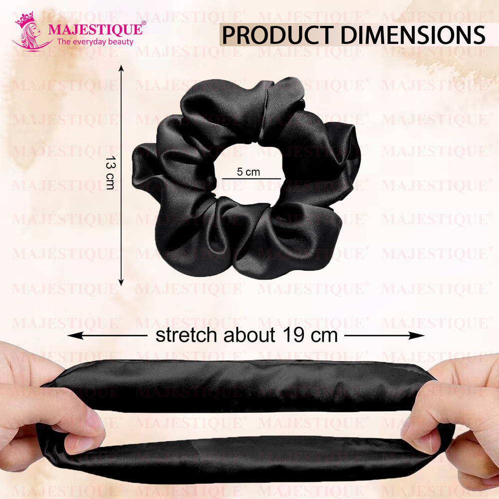 Image 2 of Majestique Satin Silk Scrunchies Ponytail Holder Hair Accessories Hair Ties - 4 Pcs (Multicolor)