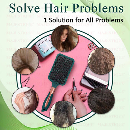 Image 7 of Majestique Paddle Green Velvet Air Cushion Hair Brush