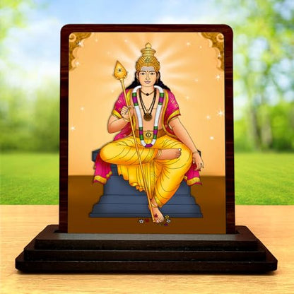 Image 2 of Lord Ayyappa Wooden Idol for Pooja Room 4x5 Inch HD Printed Faith Inspired Decor