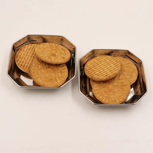 Image 1 of Octogon Plate-2 for the product Spillbox Stainless Steel Halwa Plates