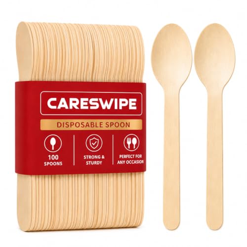 Image 1 of 100 Pcs for the product Careswipe Disposable Wooden Spoons 160 mm 100 Pack