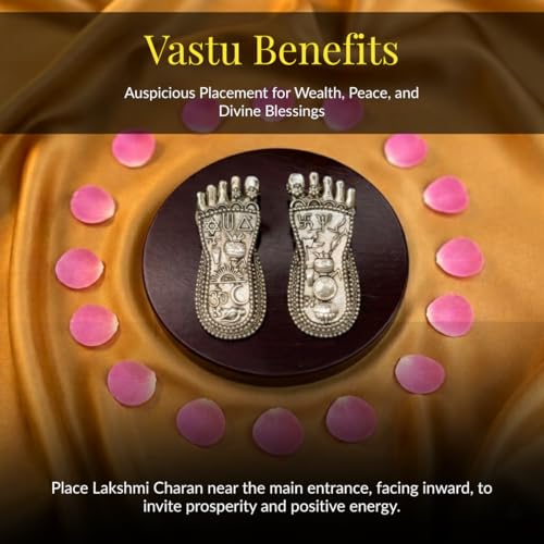 Image 4 of Dev Aastha 999 Silver Plated Lakshmi Charan Paduka, Diwali Decoration for Home, 3 Inch