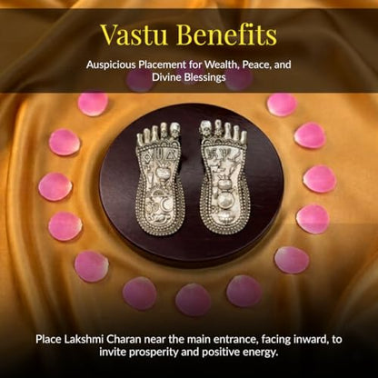 Image 4 of Dev Aastha 999 Silver Plated Lakshmi Charan Paduka, Diwali Decoration for Home, 3 Inch