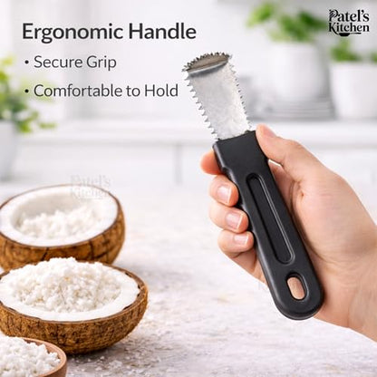 Image 5 of Patel's Kitchen Coconut Scraper Tool with Bent Stainless Steel Blade - 1 Unit
