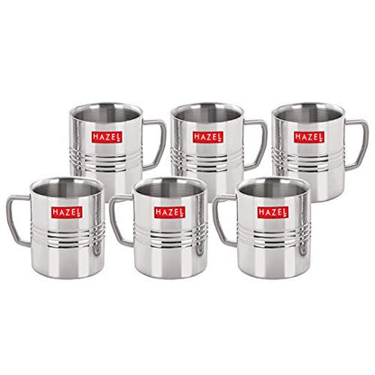 Image 2 of HAZEL Stainless Steel Green Tea Coffee Amrapali Mug, Set of 6, 300 ml (Each)
