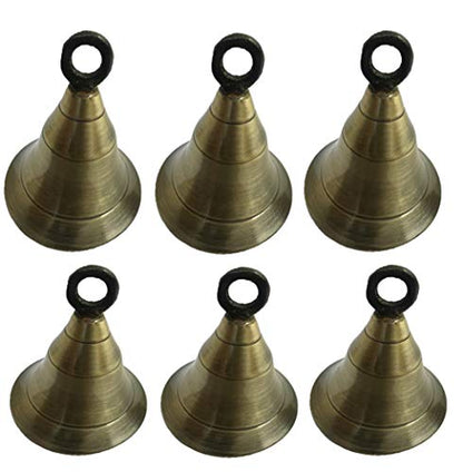 Image 4 of 2 Inch Matte / Pack of 6 for the product Uapan Brass Pooja Room Bells with J Hook