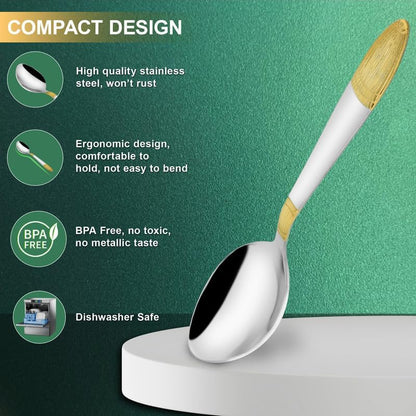 Image 4 of Parage 6 Pieces Stainless Steel 24k Golden Dinner Spoons Set, 16 cm