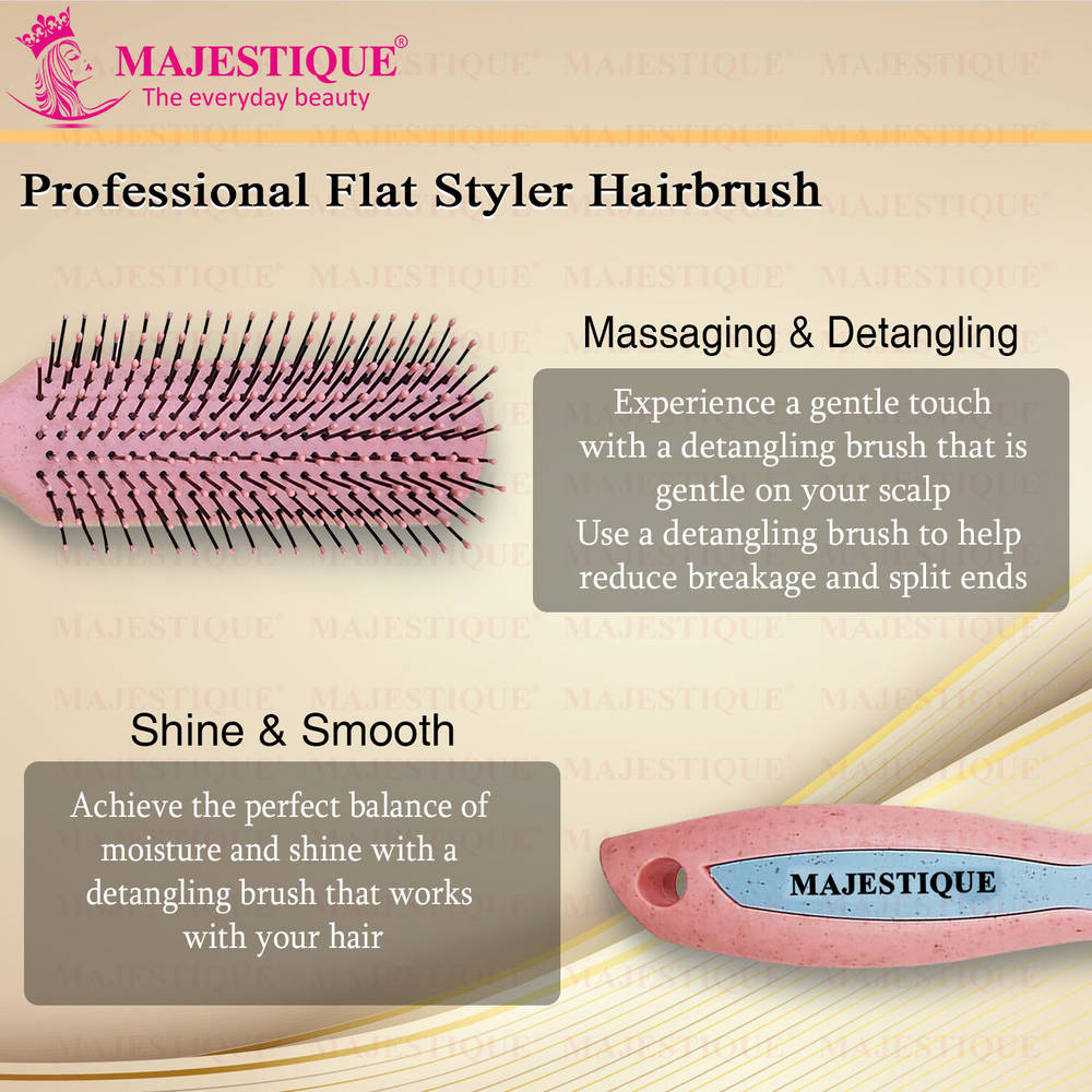 Image 3 of Majestique Flat Hair Brush - All-Purpose Brush for Short Thick Tangles Hair