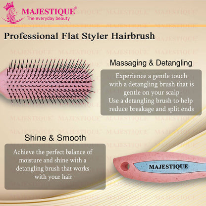 Image 3 of Majestique Flat Hair Brush - All-Purpose Brush for Short Thick Tangles Hair