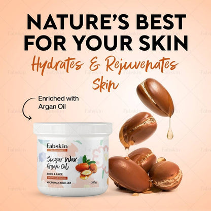 Image 3 of Fabskin Hair Removal Sugar Wax With Argan Oil Microwavable Jar with Wooden Applicator Spatula