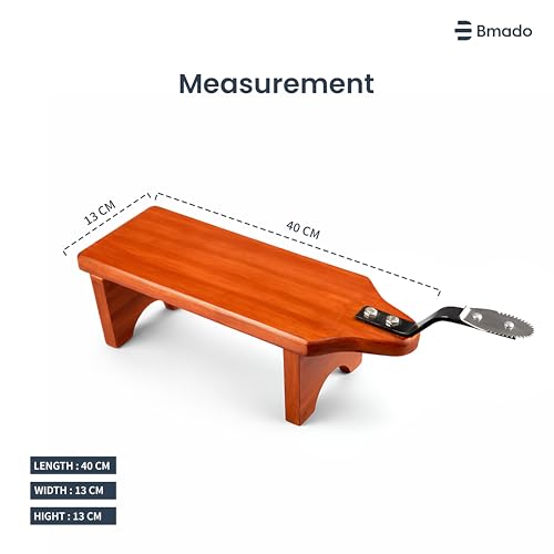 Image 3 of Bmado Traditional Wooden Coconut Scraper Stool Type with Sharp Stainless Steel Blade