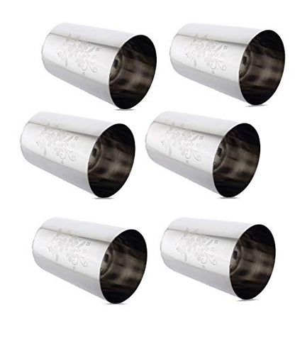 Image 1 of Default Title for the product neelam Stainless Steel 7.5, 22 Gauge Lazer Etching Amarpal Glass Set of 6, 500 ml