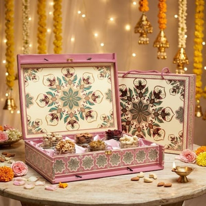 Image 1 of Default Title for the product Brown tree Dry Fruit Gift Hamper – Floral 6p – 600