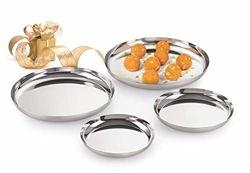 Image 2 of neelam Stainless Steel J.K Khumcha Thali Set of 4, 18 cm