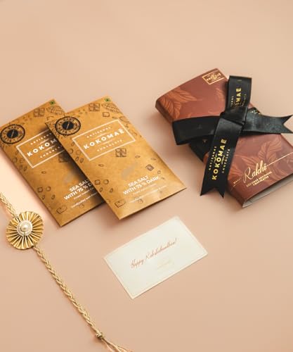 Image 2 of KOKOMAE Rakhi Gift Hamper | 2 x Sea Salt 75% Dark Chocolate Bars