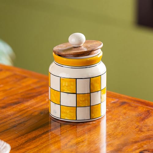 Image 1 of Default Title for the product ExclusiveLane Mughal Drum Multipurpose Storage Ceramic Jar 410 ML