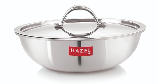Image 8 of Silver Triply Tasra with Steel Lid / 1.5 Litres for the product HAZEL Triply Stainless Steel Tasla Kadai