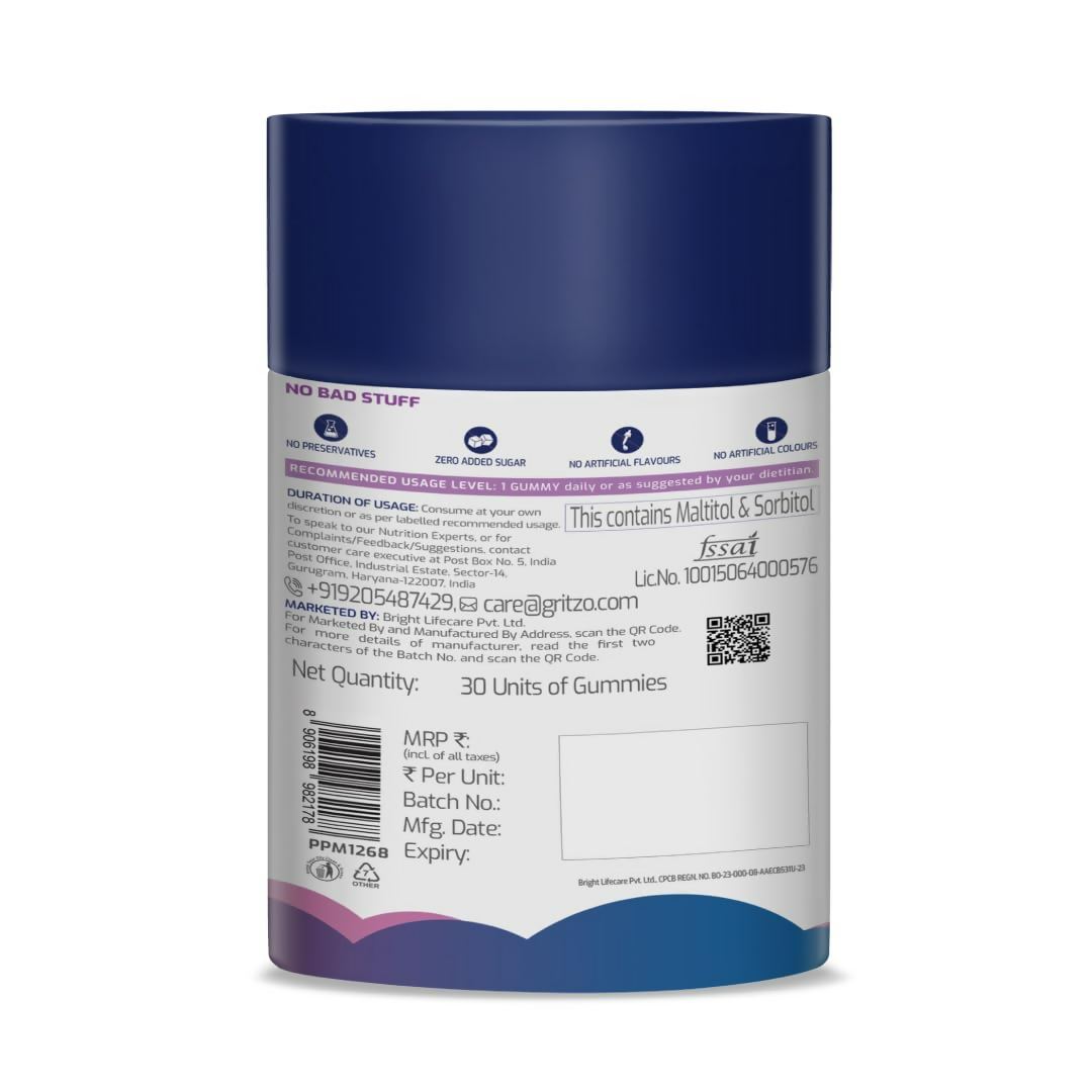 Image 2 of Gritzo Iron Gummies With Folic Acid & Vitamin C (10+y Girls) (Mixed Berry Flavour 30 Gummies)