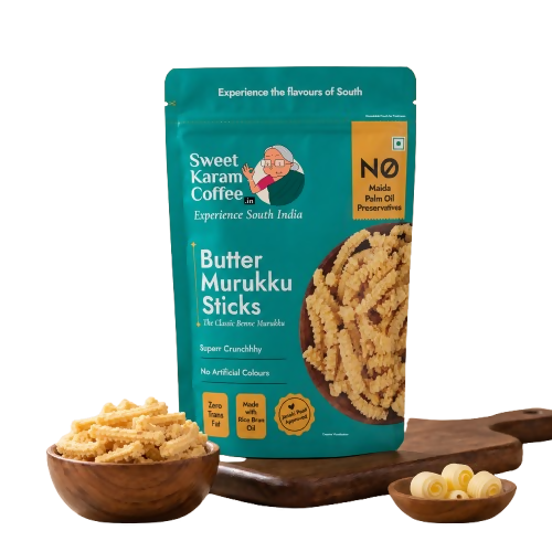 Image 1 of 95 gm / Pack of 1 for the product Sweet Karam Coffee Butter Murukku (Benne Murukku)
