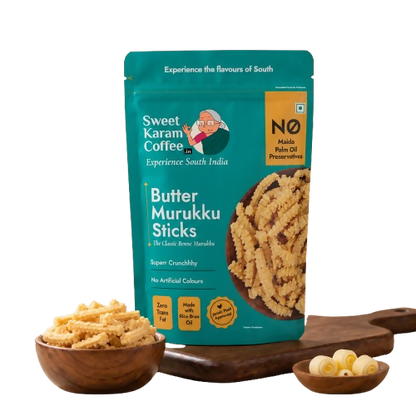 Image 1 of 95 gm / Pack of 1 for the product Sweet Karam Coffee Butter Murukku (Benne Murukku)