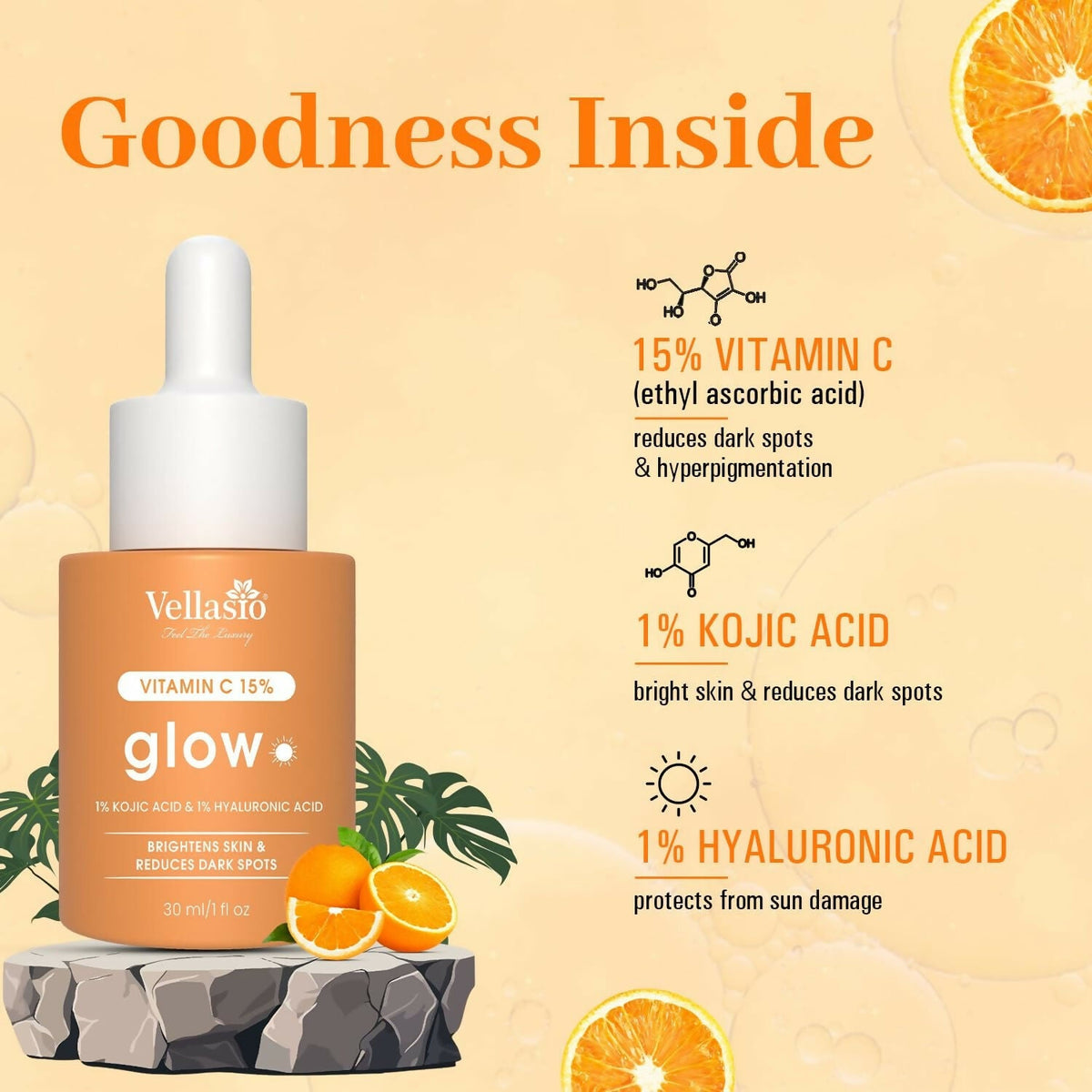Image 4 of Vellasio 15% Vitamin C Serum with Hyaluronic Acid & Kojic Acid
