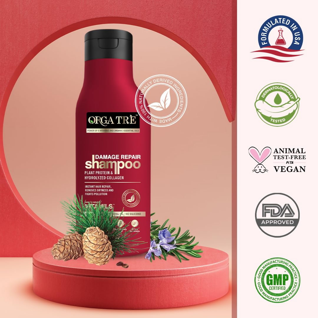 Image 3 of Orgatre Damage Repair Shampoo For Women & Men For Rough Dull & Damaged Hair With Protein & Hydrolyzed Collagen