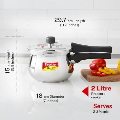 Image 3 of Prestige 2 Litre Stainless Steel Deluxe Alpha Svachh Outerlid Baby Handi Pressure Cooker