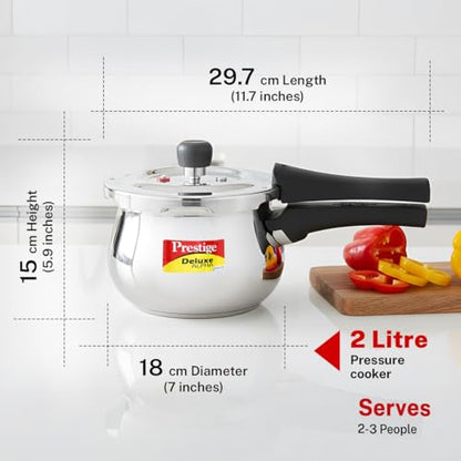 Image 3 of Prestige 2 Litre Stainless Steel Deluxe Alpha Svachh Outerlid Baby Handi Pressure Cooker