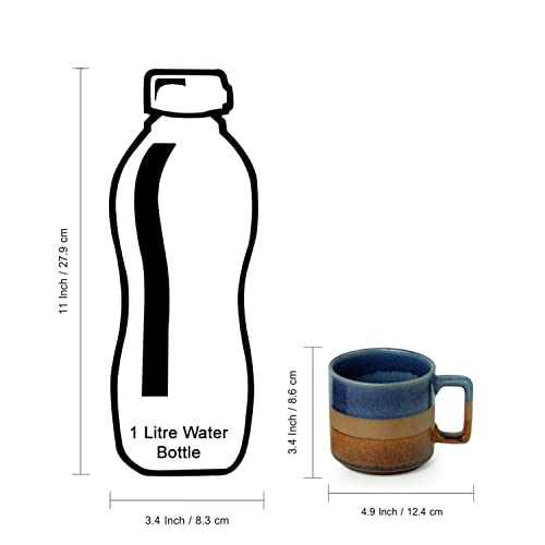 Image 6 of ExclusiveLane Caramel Blues Hand Glazed Studio Pottery Ceramic Tea Mugs Set of 2 360 ML