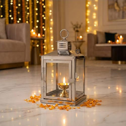 Image 5 of Spillbox Stainless Steel Wall Mounted Oil Lamp with Glass Cover Large