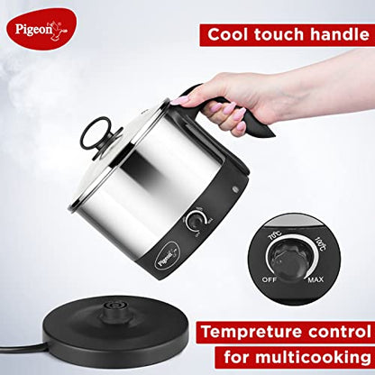 Image 5 of Pigeon Kessel Multipurpose Kettle (12173) 1.2 litres with Stainless Steel Body, used for boiling Water and milk, Tea, Coffee, Oats, Noodles, Soup etc. 600 Watt (Black & Silver)
