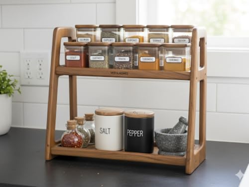 Image 4 of Vesta Homes Premium Solid Wood Home & Kitchen Organizer Freestanding Tiered Shelf Rack