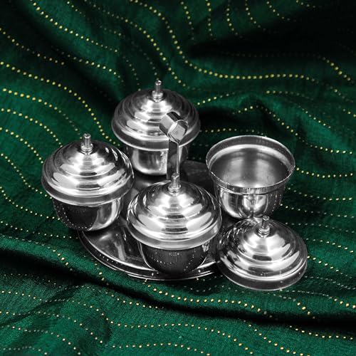 Image 4 of Spillbox Brass Traditional Handcrafted Stainless Steel Kumkum Holder 4 In 1 Dabbi