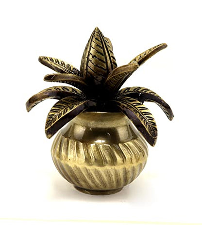 Image 1 of Default Title for the product Two Moustaches Brass Mangal Kalash with Coconut Showpiece 5 Inches Pack of 1