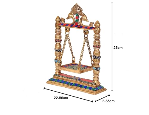 Image 7 of AONA Brass Swing Jhula for Ladoo Gopal Idol Krishna Statue