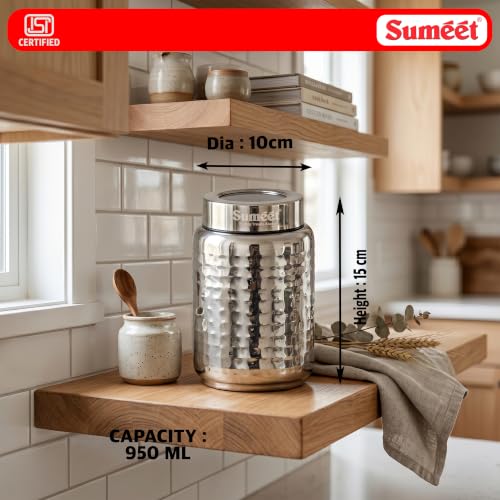 Image 13 of Sumeet Stainless Steel Hammered Canister Container for Kitchen Storage