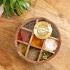 Image 1 of Default Title for the product ExclusiveLane Golden Flower Wooden Spice Box for Kitchen 9 Partitions
